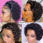Peluca Corta Rizada de Pelo Humano Corte Pixie