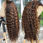 Peluca Rizada Cabello Humano Miel