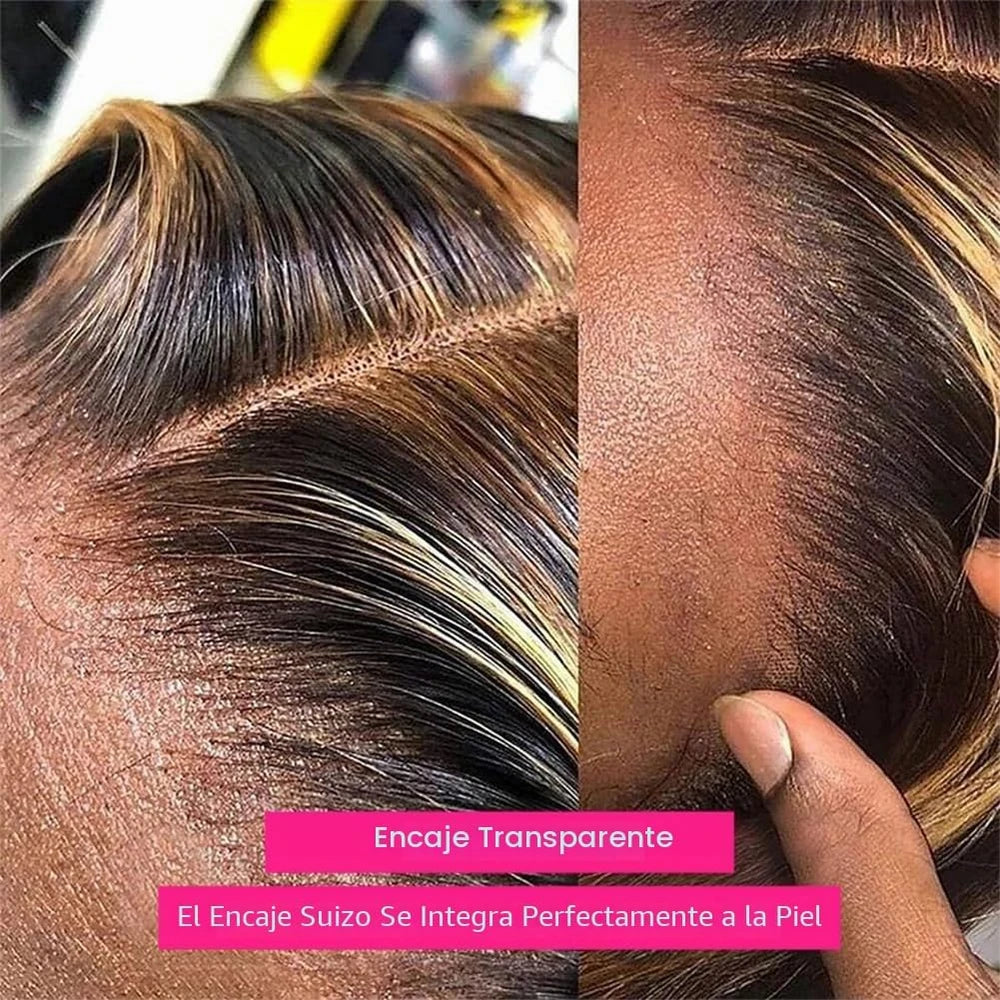 Peluca Rizada Cabello Humano Miel