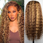 Peluca Rizada Cabello Humano Miel