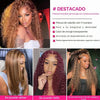 Peluca Rizada Cabello Humano Miel