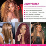 Peluca Rizada Cabello Humano Miel