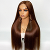 Peluca Castaña Lacia de Cabello Humano