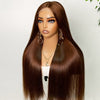 Peluca Castaña Lacia de Cabello Humano